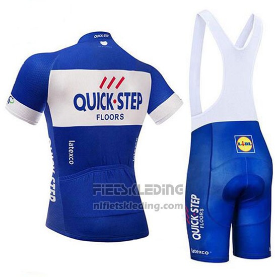 2018 Fietskleding Quick Step Floors Blauw en Wit Korte Mouwen en Koersbroek